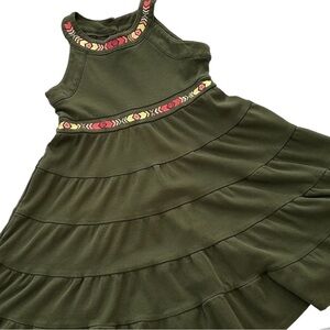 Gymboree Dress Olive Green Ruffles Size 7